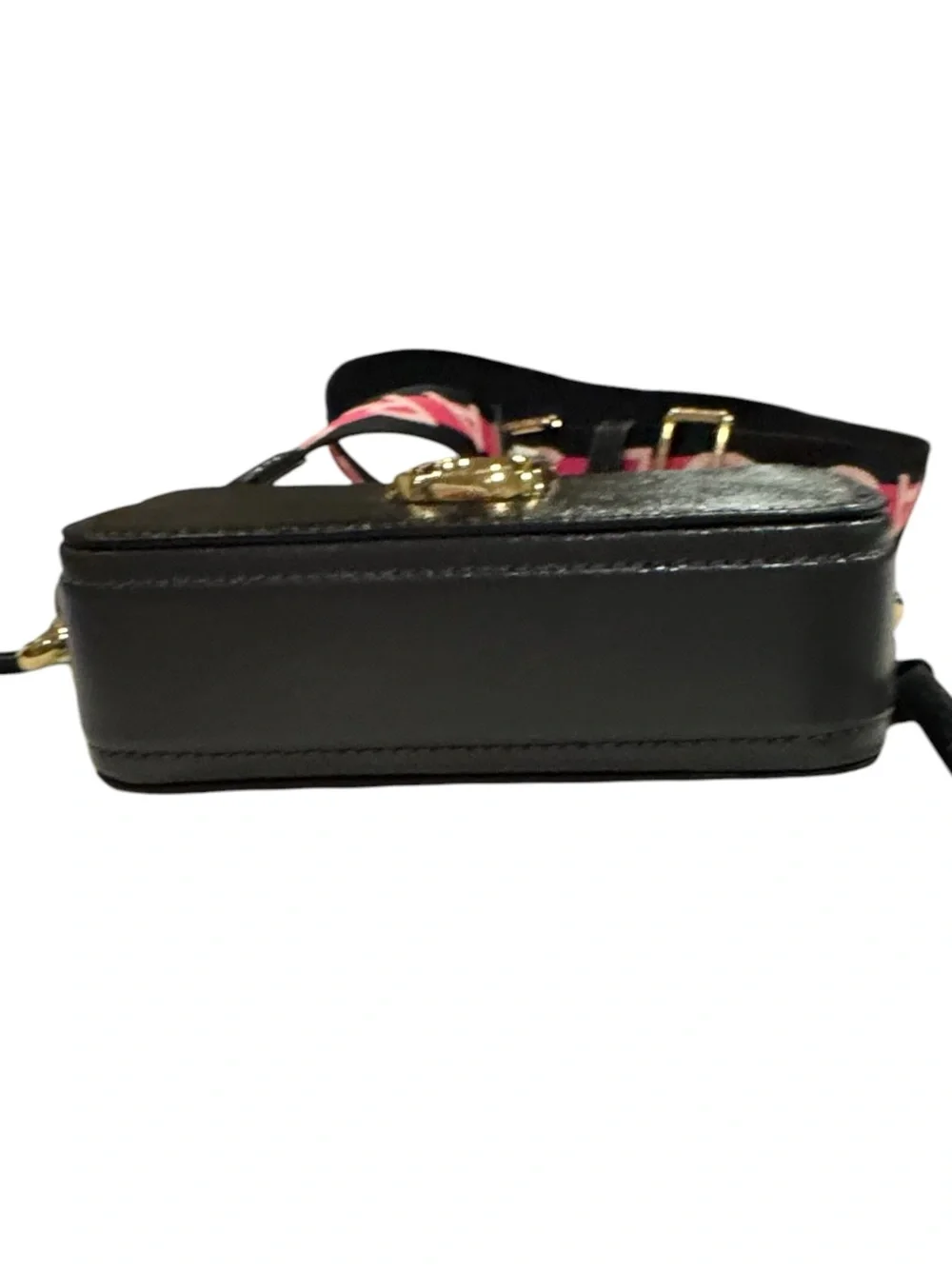 Marc Jacobs Black The Snapshot Crossbody Camera Bag with Pink Accent Strap Auth